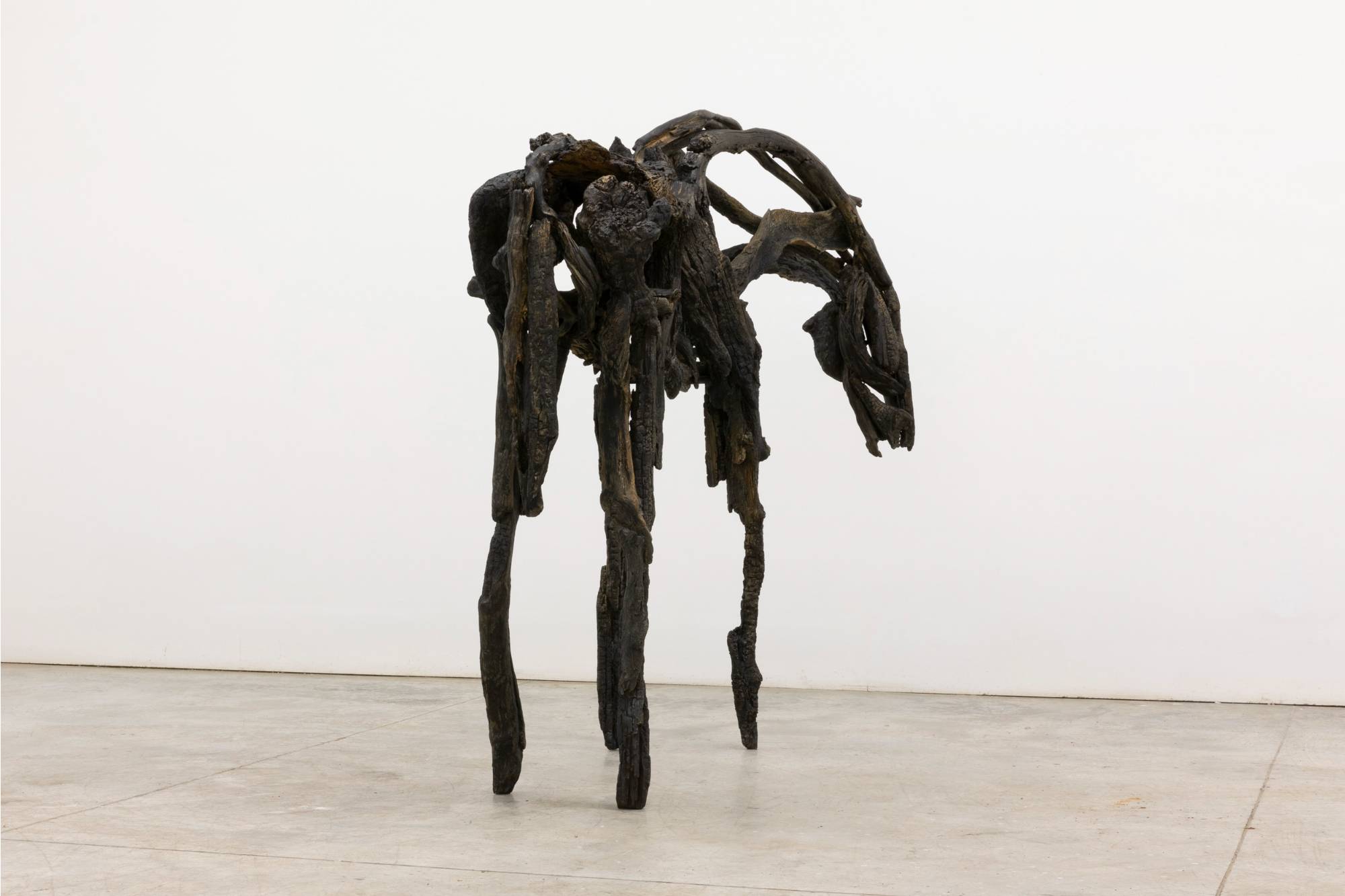 Char horse sculpture in wood by Deborah Butterfield